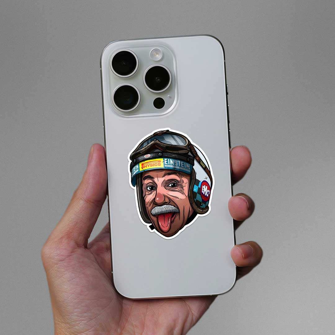 Albert Einstein Sticker waterproof vinyl decal for laptop, bike, car & bottle