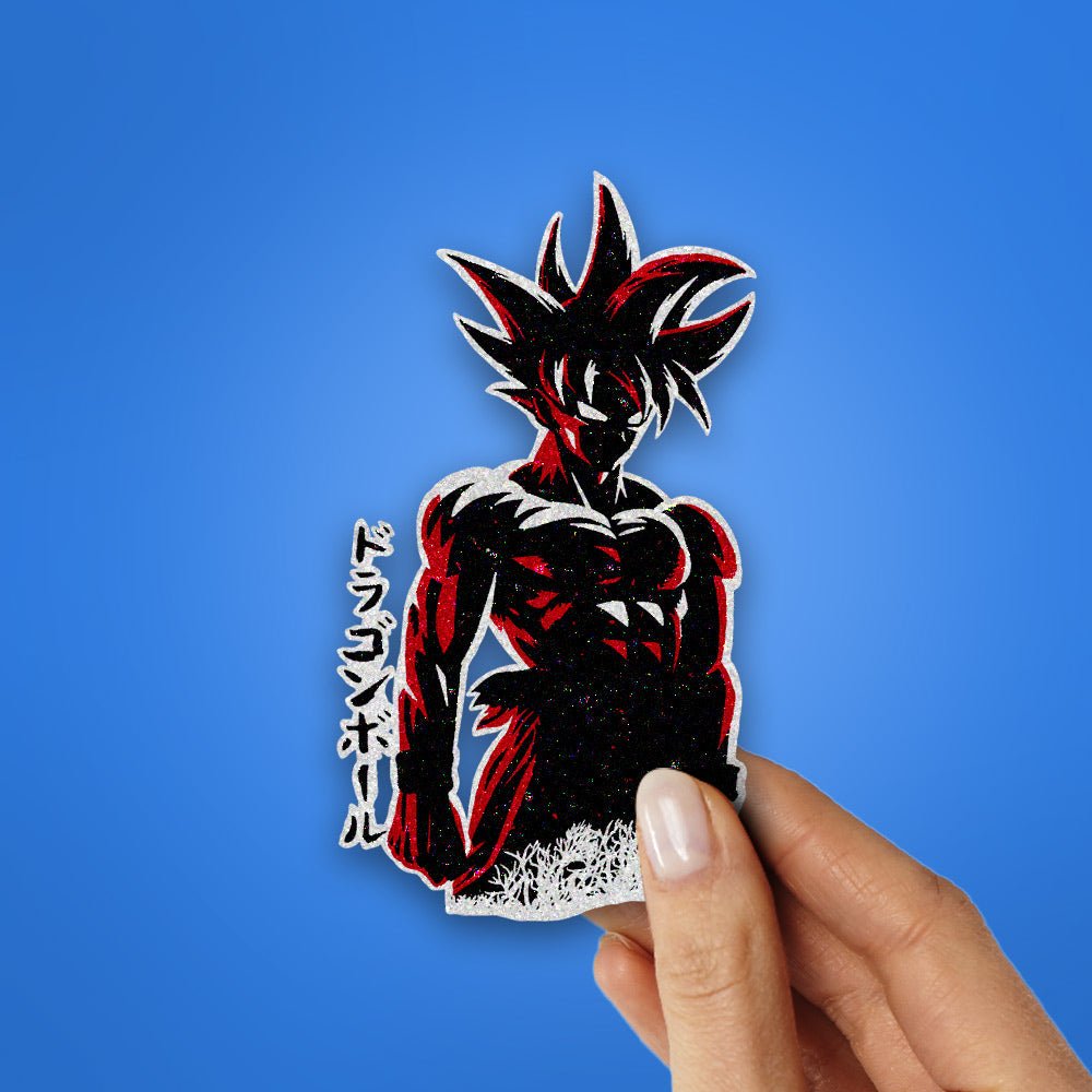 Angry Goku Glitter Sticker waterproof vinyl decal for laptop, bike, car & bottle