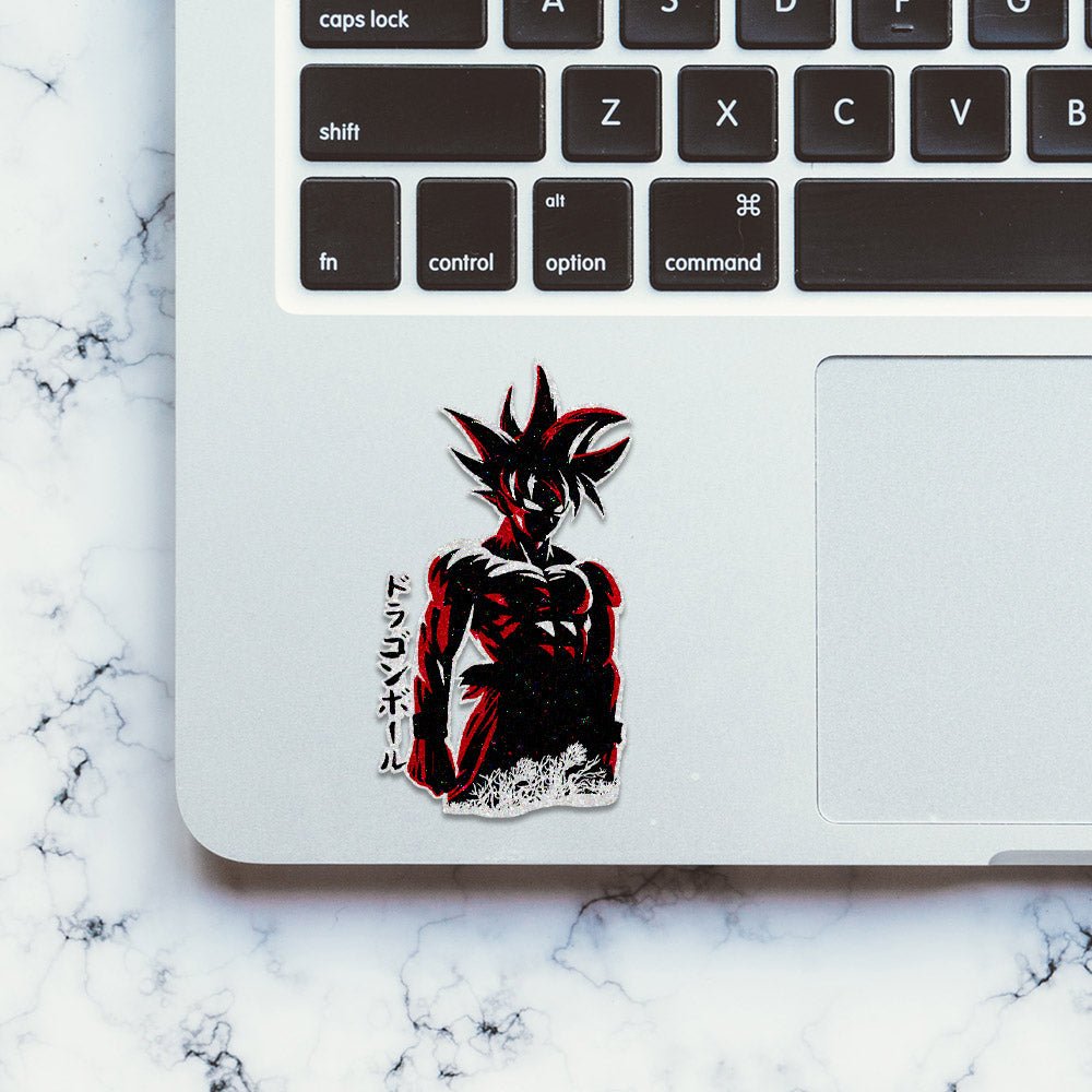 Angry Goku Glitter Sticker waterproof vinyl decal for laptop, bike, car & bottle