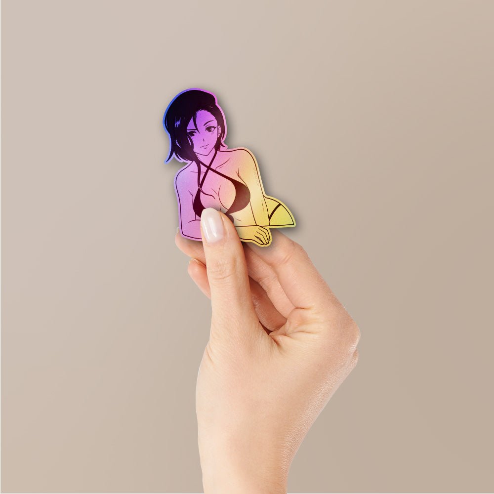 Anime Girl Lineart 01 Holographic Stickers - Holographic stickers | STICK IT UP