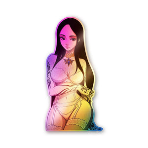 Anime Girl Long Hair Holographic Stickers - Holographic stickers | STICK IT UP
