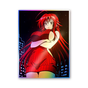 Anime Girl Red 02 Holographic Stickers - Holographic stickers | STICK IT UP
