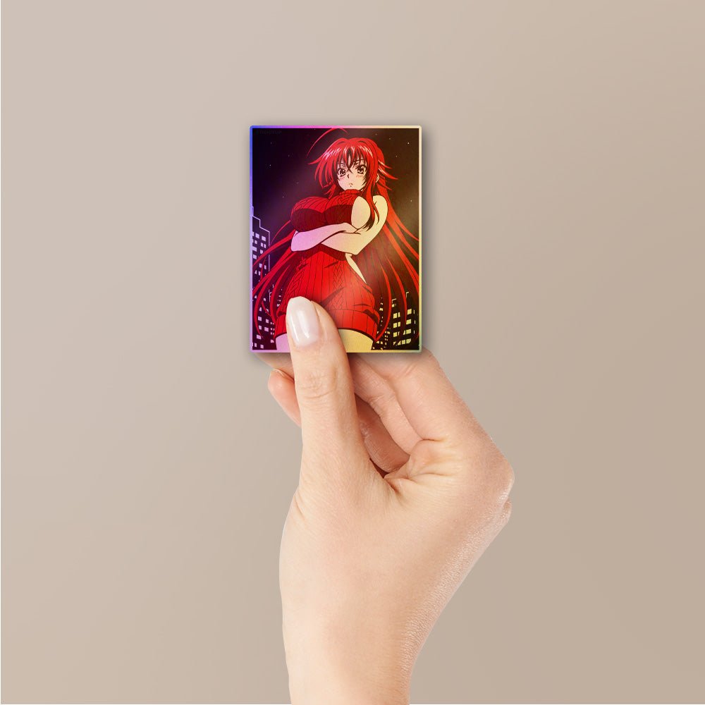 Anime Girl Red 02 Holographic Stickers - Holographic stickers | STICK IT UP