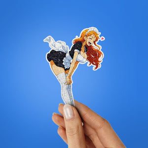 Anime Maid Bow Glitter Sticker - Glitter Stickers | STICK IT UP