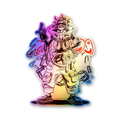 Anime Warrior Skull Mask Holographic Stickers - Holographic stickers | STICK IT UP