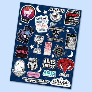 Aries Mini Stickers Sheet waterproof vinyl decal for laptop, bike, car & bottle