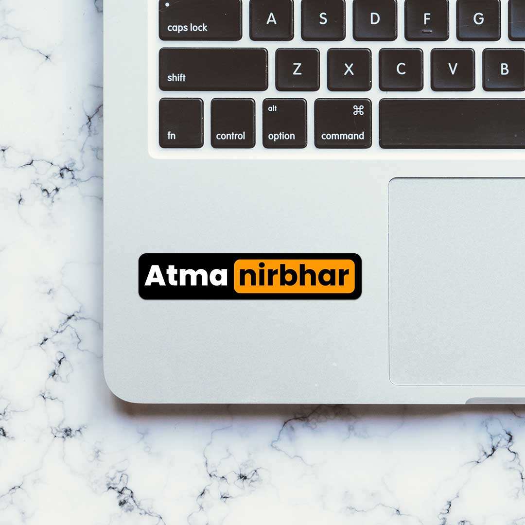 Atma - Nirbhar Sticker waterproof vinyl decal for laptop, bike, car & bottle