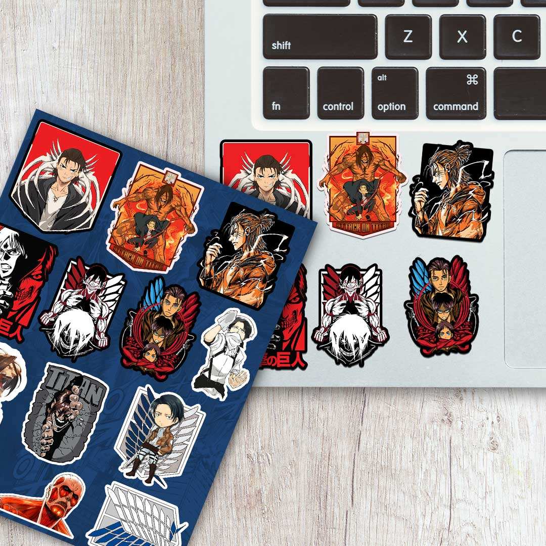 Attack on titan Mini Sticker Sheet waterproof vinyl decal for laptop, bike, car & bottle
