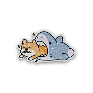 Baby Shark Glitter Sticker waterproof vinyl decal for laptop, bike, car & bottle