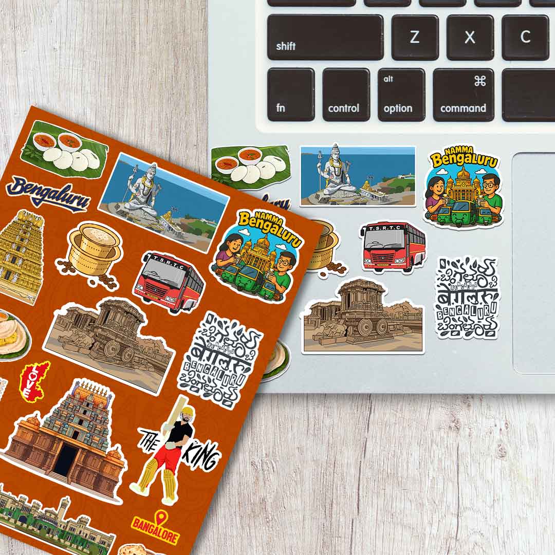 Bengaluru Mini Sticker Sheet waterproof vinyl decal for laptop, bike, car & bottle