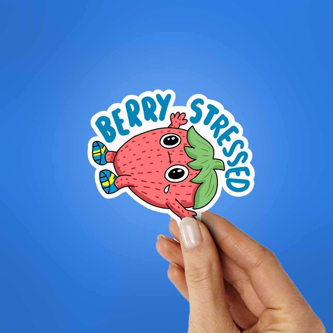 Berry Stressed Sticker waterproof vinyl decal for laptop, bike, car & bottle