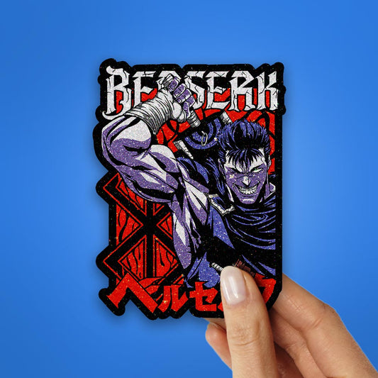 Berserks Glitter Sticker waterproof vinyl decal for laptop, bike, car & bottle