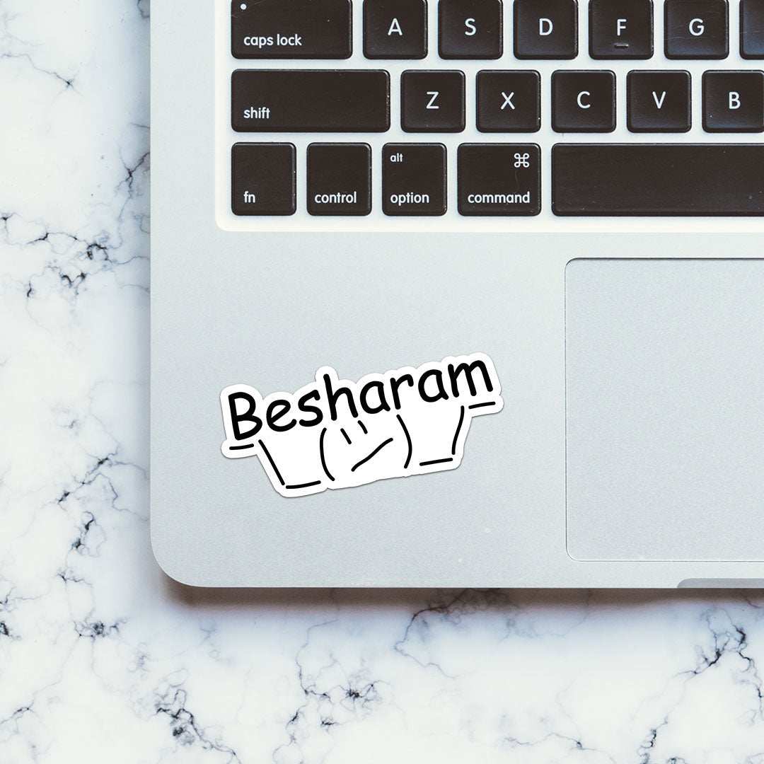 Besharam Sticker waterproof vinyl decal for laptop, bike, car & bottle