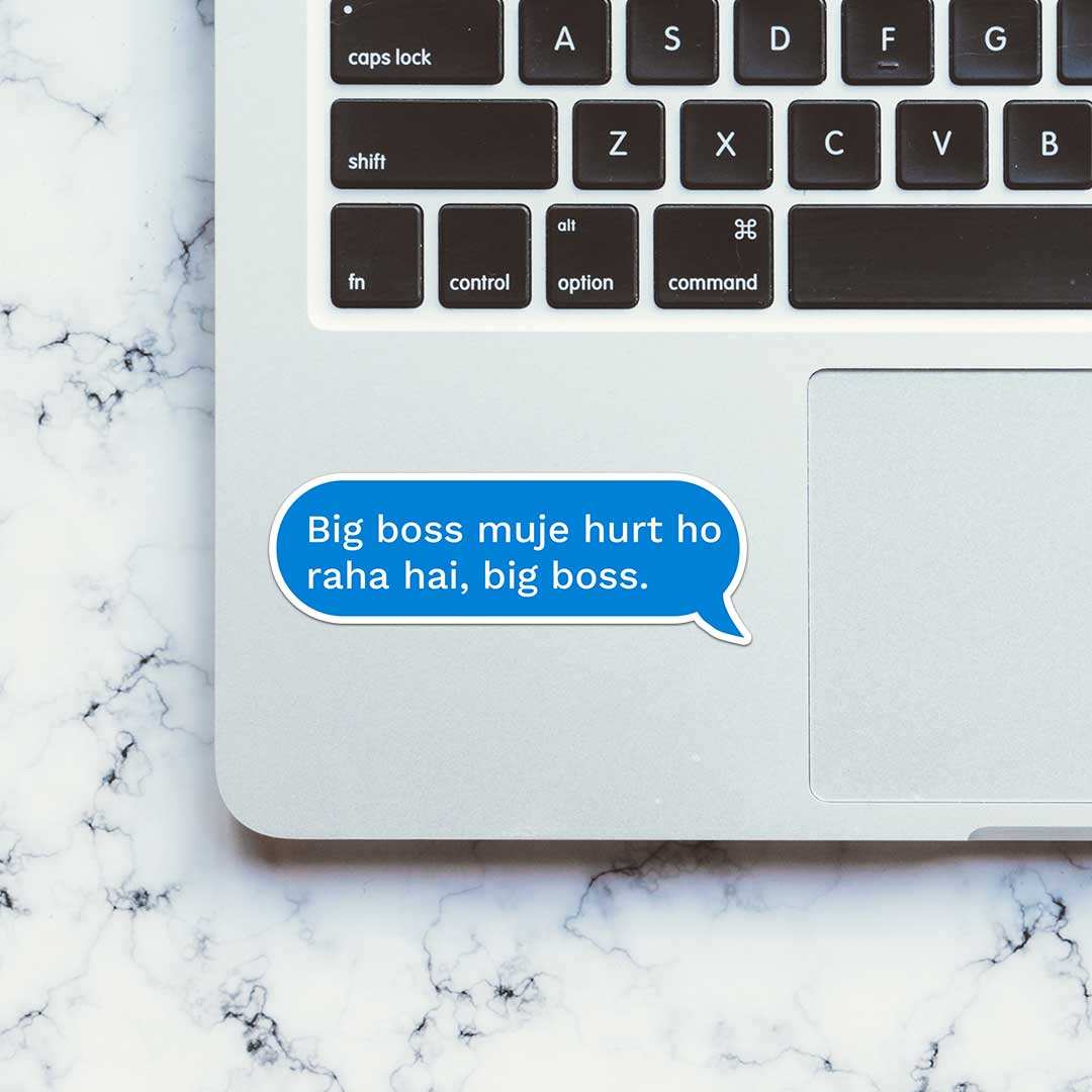 Big Boss Muje Hurt Ho Raha Hai Sticker waterproof vinyl decal for laptop, bike, car & bottle