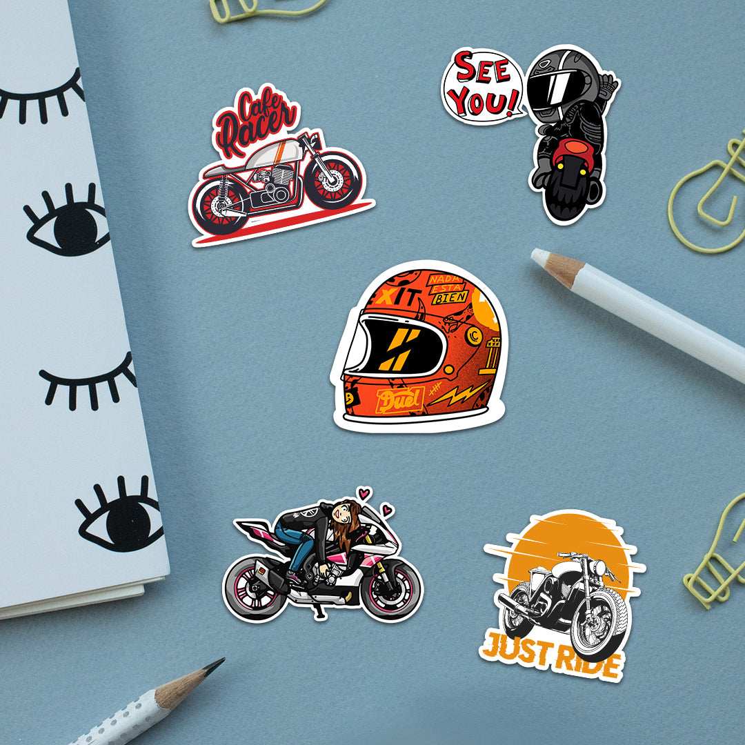 Bike Sticker Pack [50 sticker] waterproof vinyl decal for laptop, bike, car & bottle