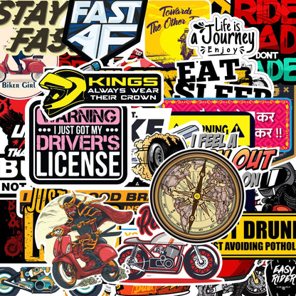 Bike Sticker Pack [50 sticker] waterproof vinyl decal for laptop, bike, car & bottle