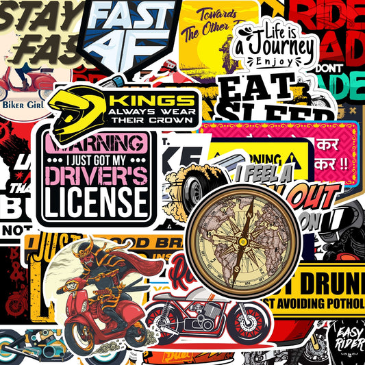 Bike Sticker Pack [50 sticker] waterproof vinyl decal for laptop, bike, car & bottle