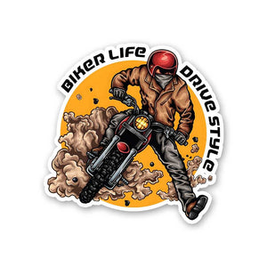 Biker Life Drive Style Sticker waterproof vinyl decal for laptop, bike, car & bottle