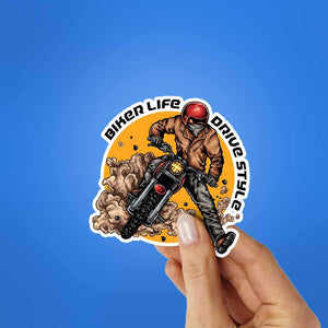 Biker Life Drive Style Sticker waterproof vinyl decal for laptop, bike, car & bottle