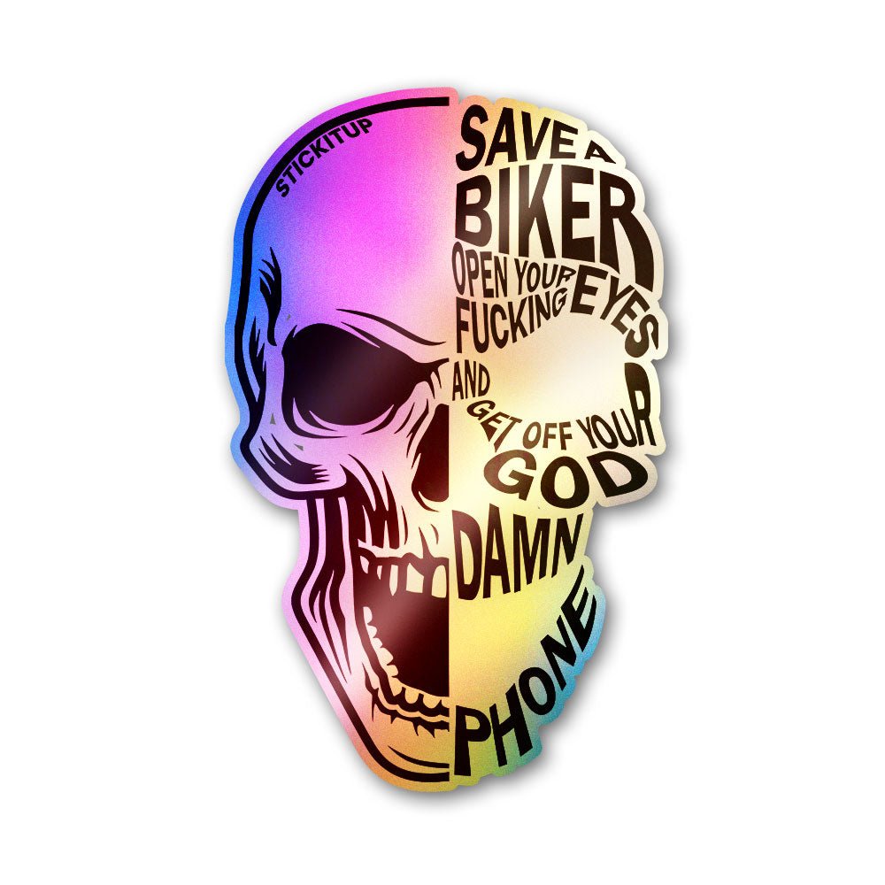 Biker Skull Holographic Stickers - STICK IT UP
