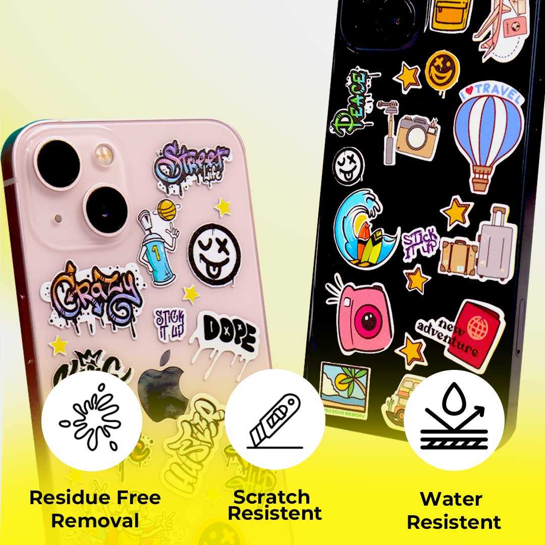 Black Pink Mini Stickers Sheet waterproof vinyl decal for laptop, bike, car & bottle