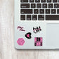 Black Pink Mini Stickers Sheet waterproof vinyl decal for laptop, bike, car & bottle