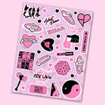 Black Pink Mini Stickers Sheet waterproof vinyl decal for laptop, bike, car & bottle