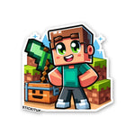 BLOCKY STEVE Sticker waterproof vinyl decal for laptop, bike, car & bottle
