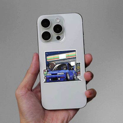 Blue Car Sticker waterproof vinyl decal for laptop, bike, car & bottle