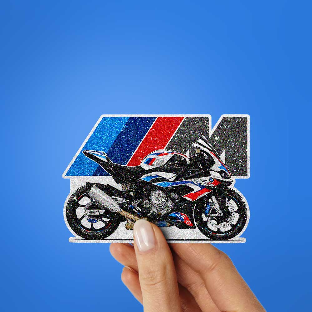 Blue Red Sportbike Glitter Sticker - Glitter Stickers | STICK IT UP