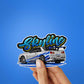 Blue White Sports Car Rear Glitter Sticker - Glitter Stickers | STICK IT UP