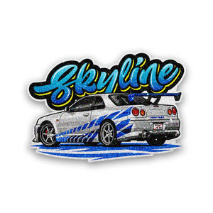 Blue White Sports Car Rear Glitter Sticker - Glitter Stickers | STICK IT UP