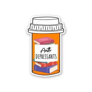 Book Is Anti Depressants Sticker waterproof vinyl decal for laptop, bike, car & bottle