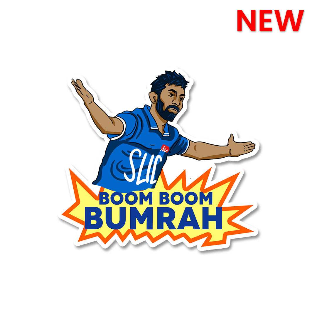 Boom Boom Bumrah Sticker waterproof vinyl decal for laptop, bike, car & bottle