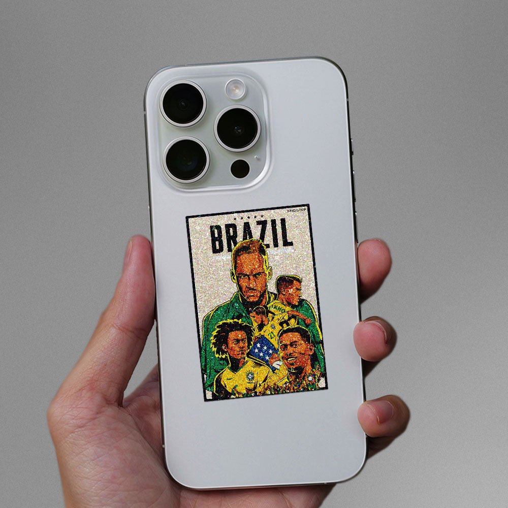 Brazil Football Fan Glitter Sticker - Glitter Stickers | STICK IT UP