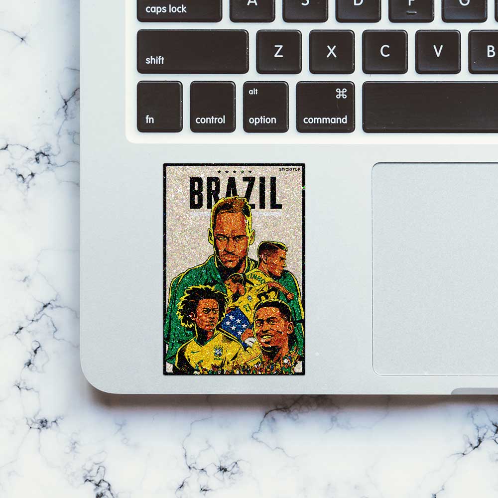 Brazil Football Fan Glitter Sticker - Glitter Stickers | STICK IT UP
