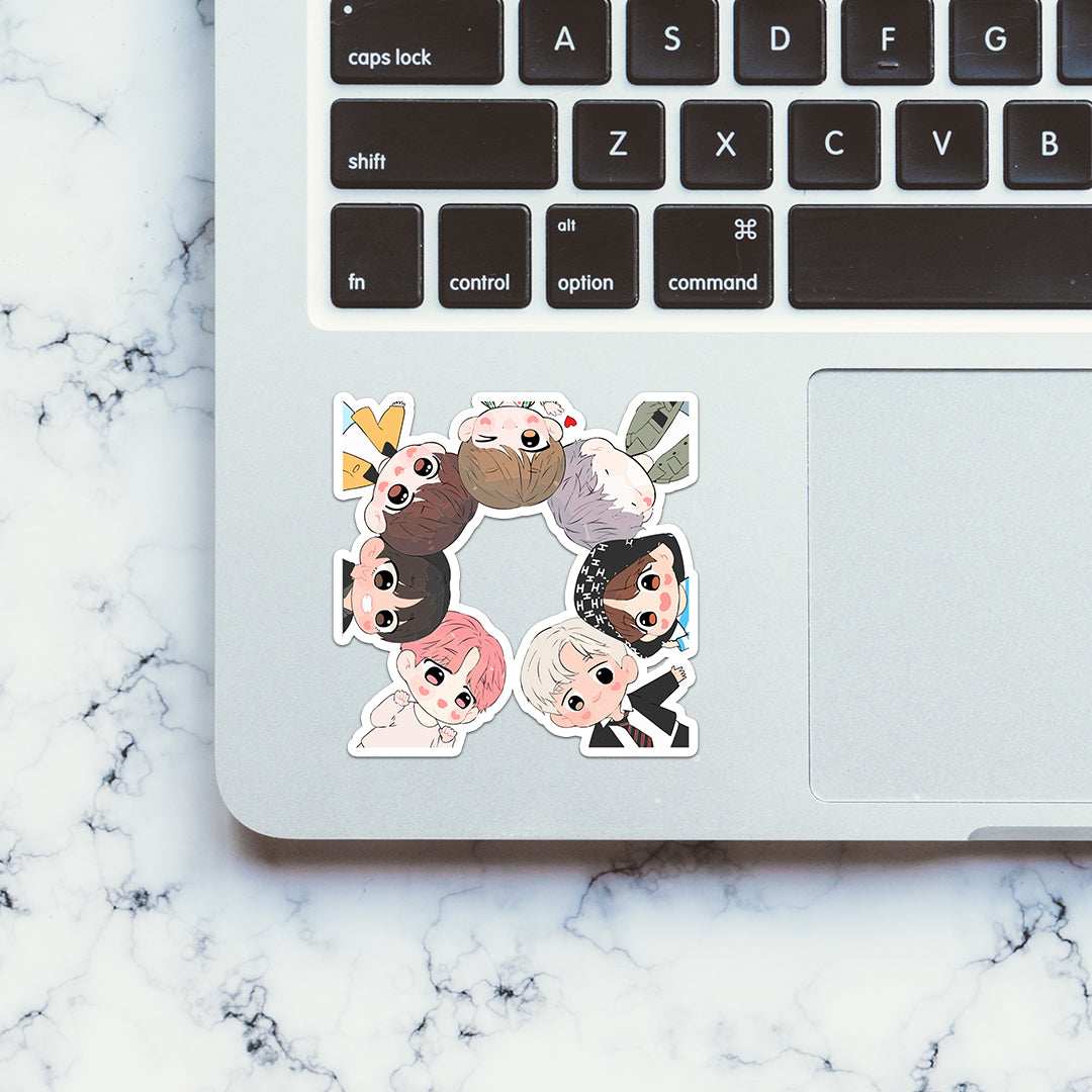 Bts Chibi Sticker waterproof vinyl decal for laptop, bike, car & bottle