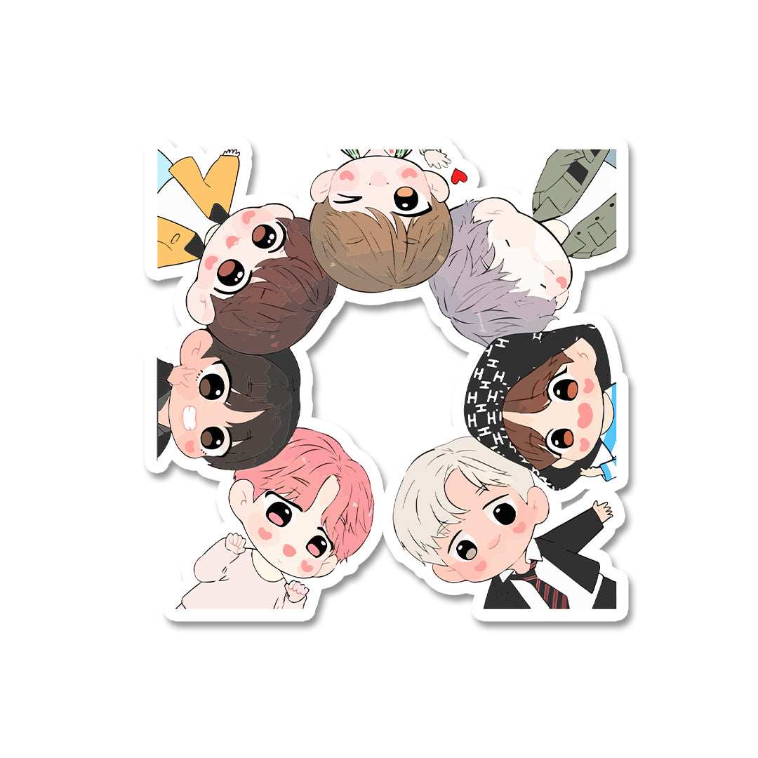 Bts Chibi Sticker waterproof vinyl decal for laptop, bike, car & bottle