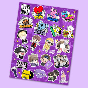 BTS Mini Stickers Sheet waterproof vinyl decal for laptop, bike, car & bottle