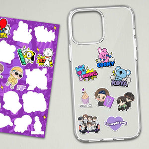 BTS Mini Stickers Sheet waterproof vinyl decal for laptop, bike, car & bottle