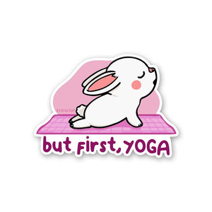 But First Yoga Sticker waterproof vinyl decal for laptop, bike, car & bottle
