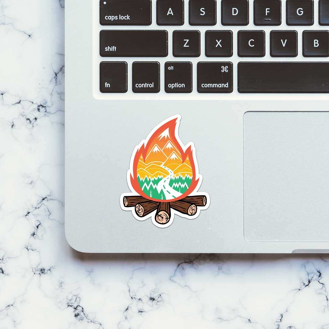 Campfire Sticker waterproof vinyl decal for laptop, bike, car & bottle
