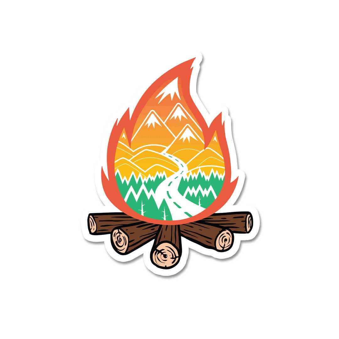 Campfire Sticker waterproof vinyl decal for laptop, bike, car & bottle