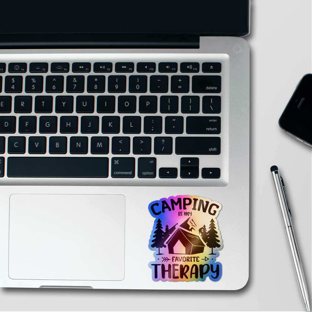 Camping Is My Favorite Therapy Holographic Sticker - STICK IT UP