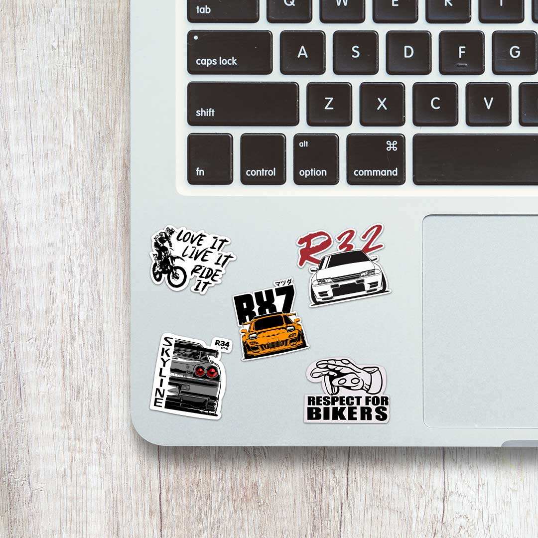 Car and Bike Mini Stickers Sheet waterproof vinyl decal for laptop, bike, car & bottle