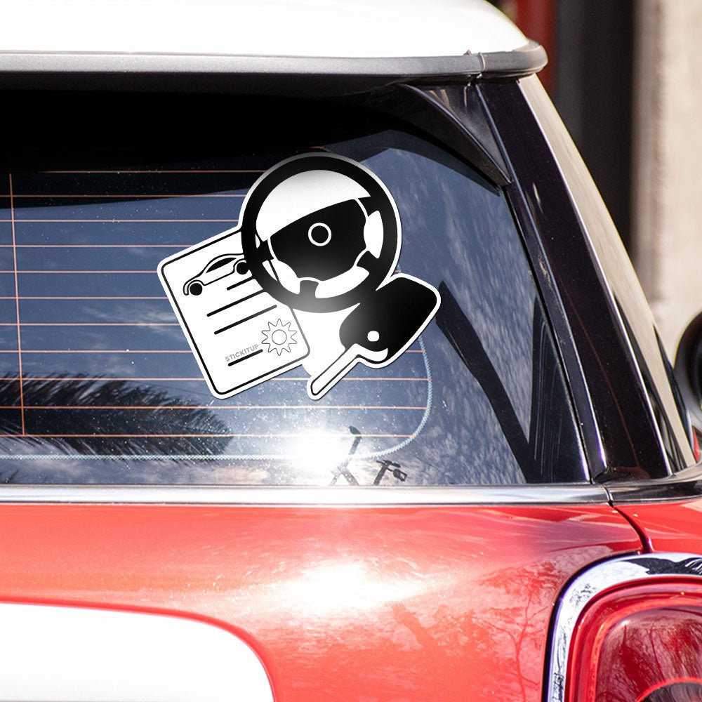 CarDriving Symbol Bumper Sticker waterproof vinyl decal for laptop, bike, car & bottle