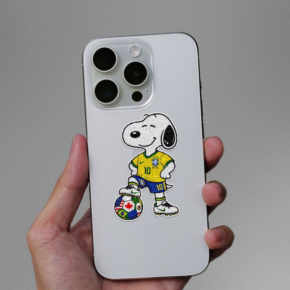 Cartoon Dog Soccer Glitter Sticker - Glitter Stickers | STICK IT UP