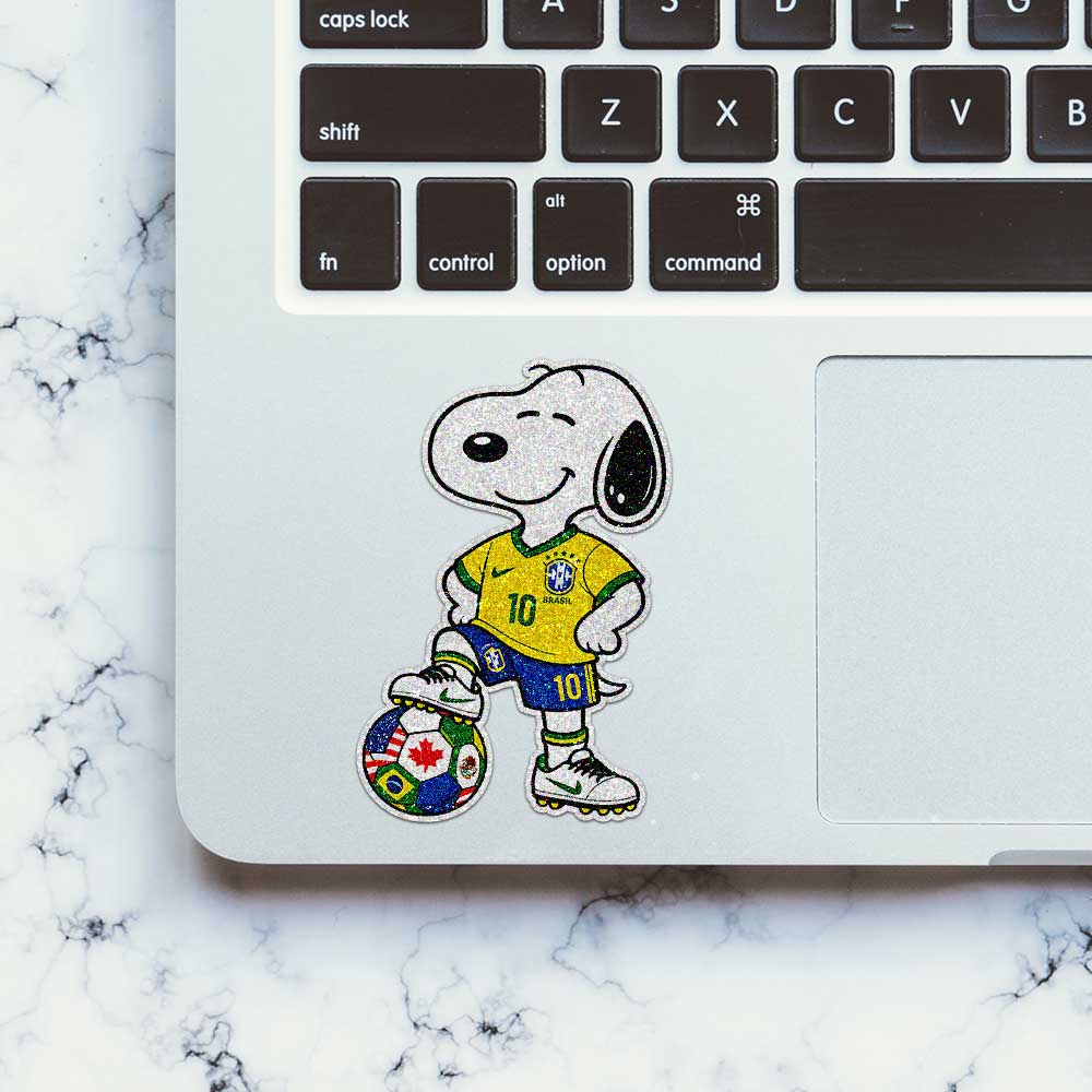 Cartoon Dog Soccer Glitter Sticker - Glitter Stickers | STICK IT UP