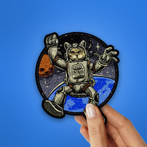 Cat Astronaut Glitter Sticker waterproof vinyl decal for laptop, bike, car & bottle