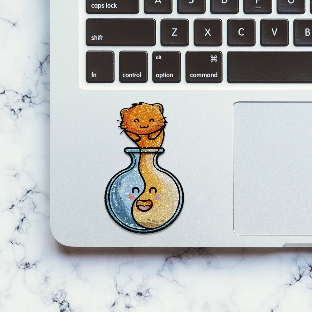 Cat Potion Glitter Sticker waterproof vinyl decal for laptop, bike, car & bottle